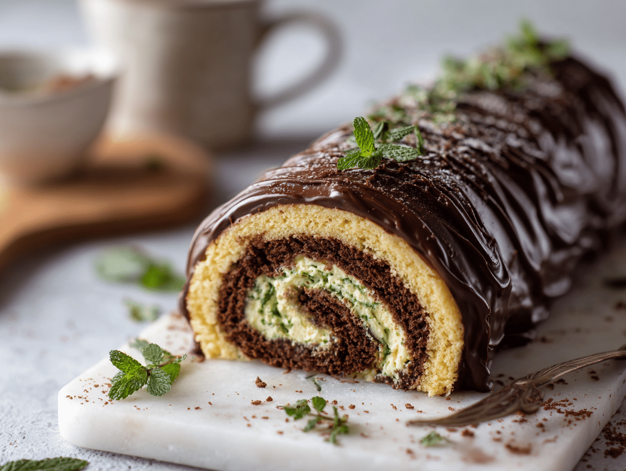 Bûche de Noël Paléo chocolat & menthe