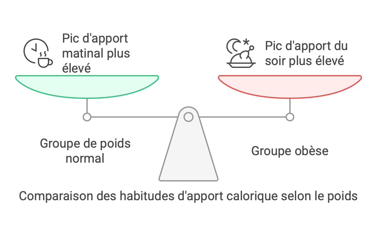 Comparaison des habitudes d'apport calorique selon le poids