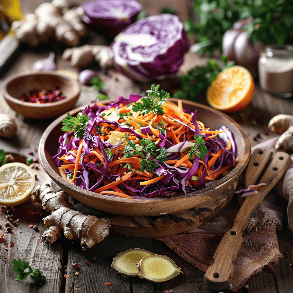 La salade de Chou Rouge et Carottes au Gingembre anti-inflammatoire !