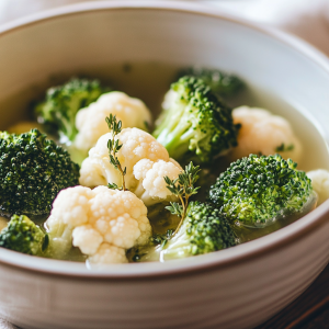 La soupe 100% DETOX de Brocoli et chou-fleur au bouillon de thym