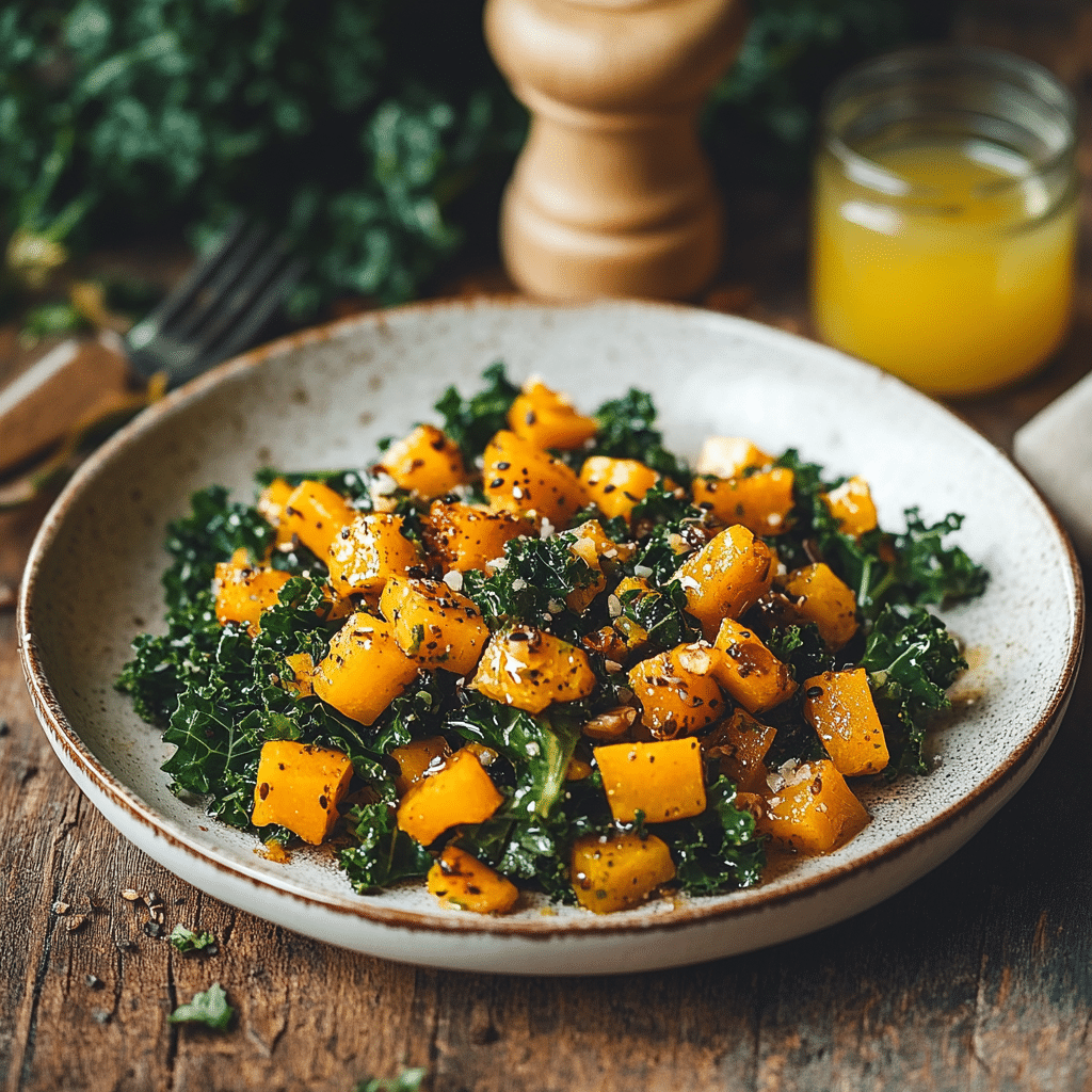 Salade de Chou Kale et Courge Butternut Rôtie